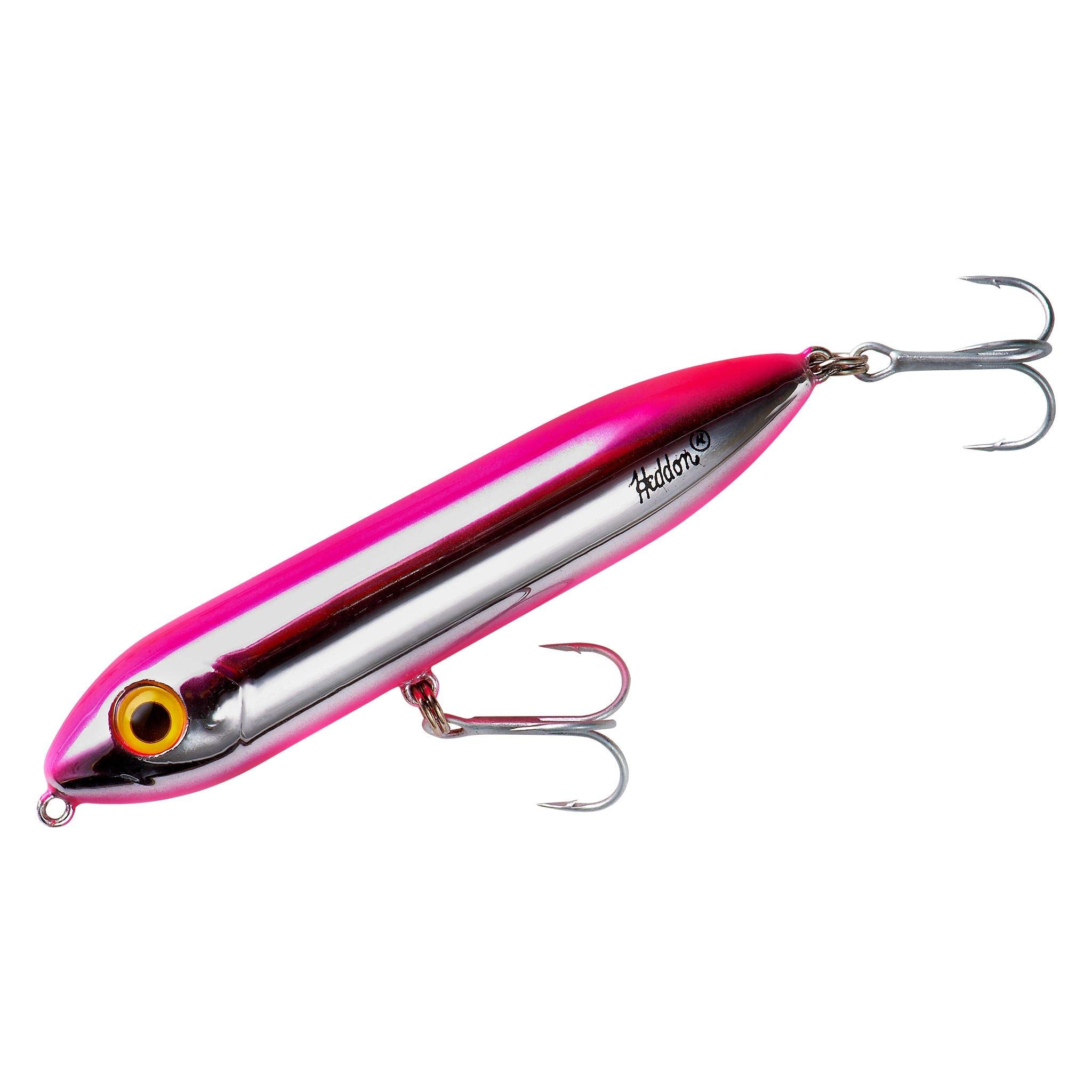 Heddon Super Spook Jr front view, chrome/pink finish ideal for exciting topwater bites
