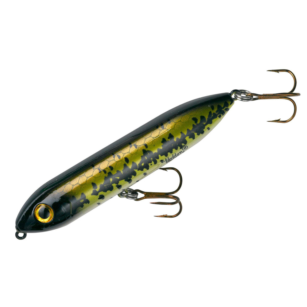 Heddon Super Spook Jr. Baby Bass finish; topwater lure for saltwater and freshwater.