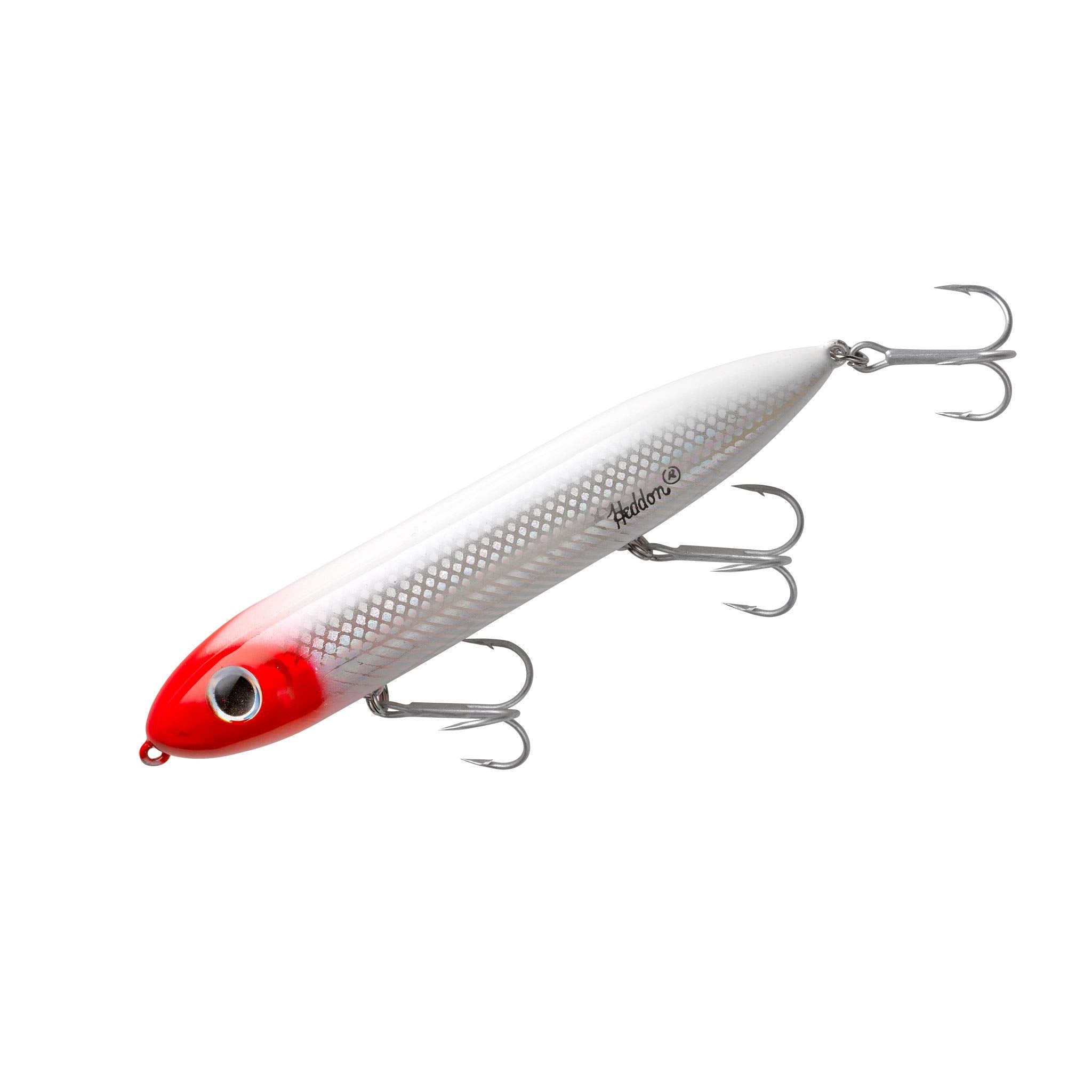 Heddon Super Spook topwater lure with red head holo finish for multi-species action.