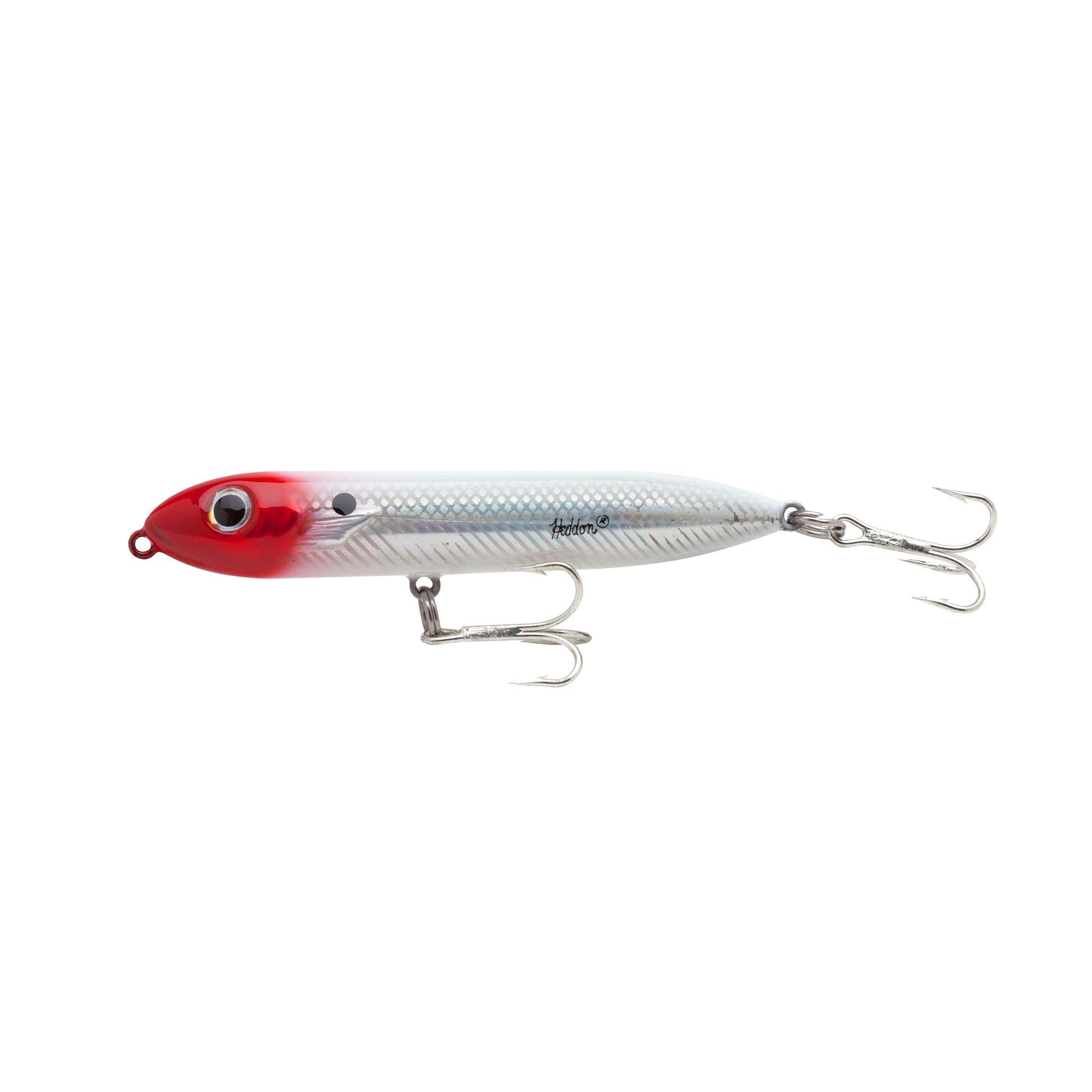 Heddon Super Spook XT red head flash topwater lure for tough bites in saltwater and freshwater.