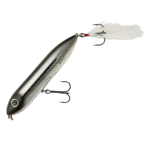 Heddon Super Zara Spook fixed-tail weight enables silent walk-the-dog action.