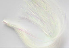 Hedron Flashabou Original ice blue closeup shows durable, reflective fly tying strands.