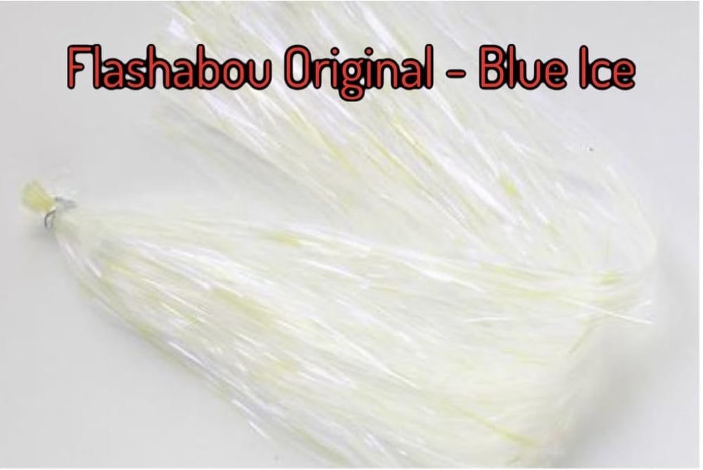 Hedron Flashabou skirt in ice blue for offshore lures with lifelike shine.