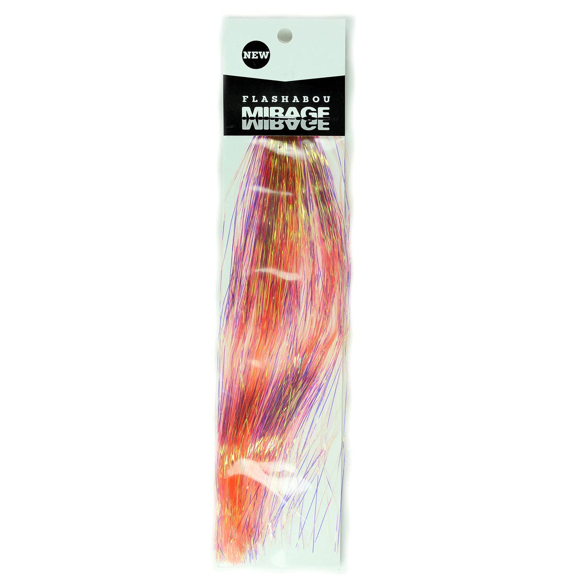 Hedron Hareline Dubbin Mirage Flashabou Orange 10in with iridescent sheen boosts lure visibility.