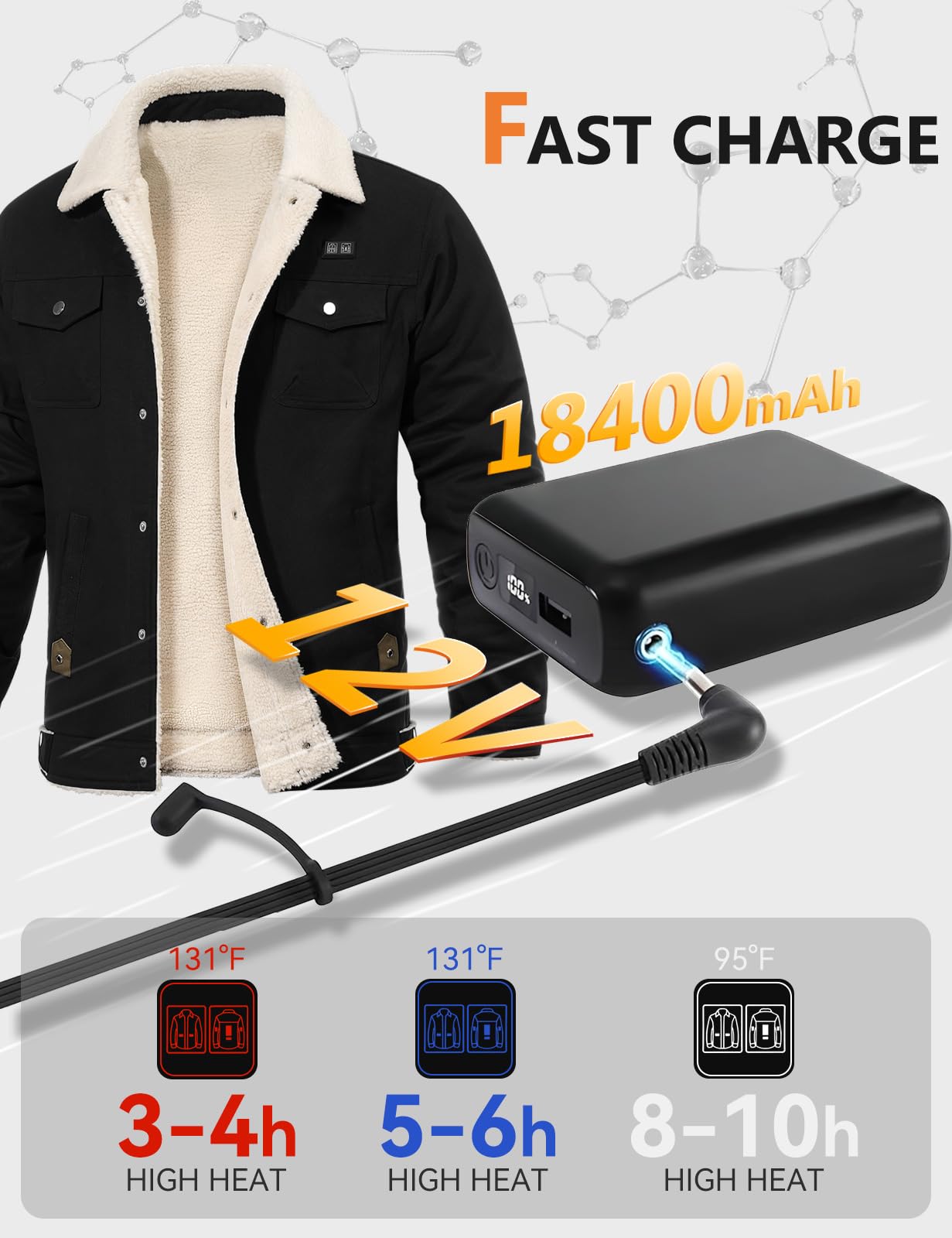 HEEKPEK heated jacket fleece with snap closure ensures secure, durable wear.