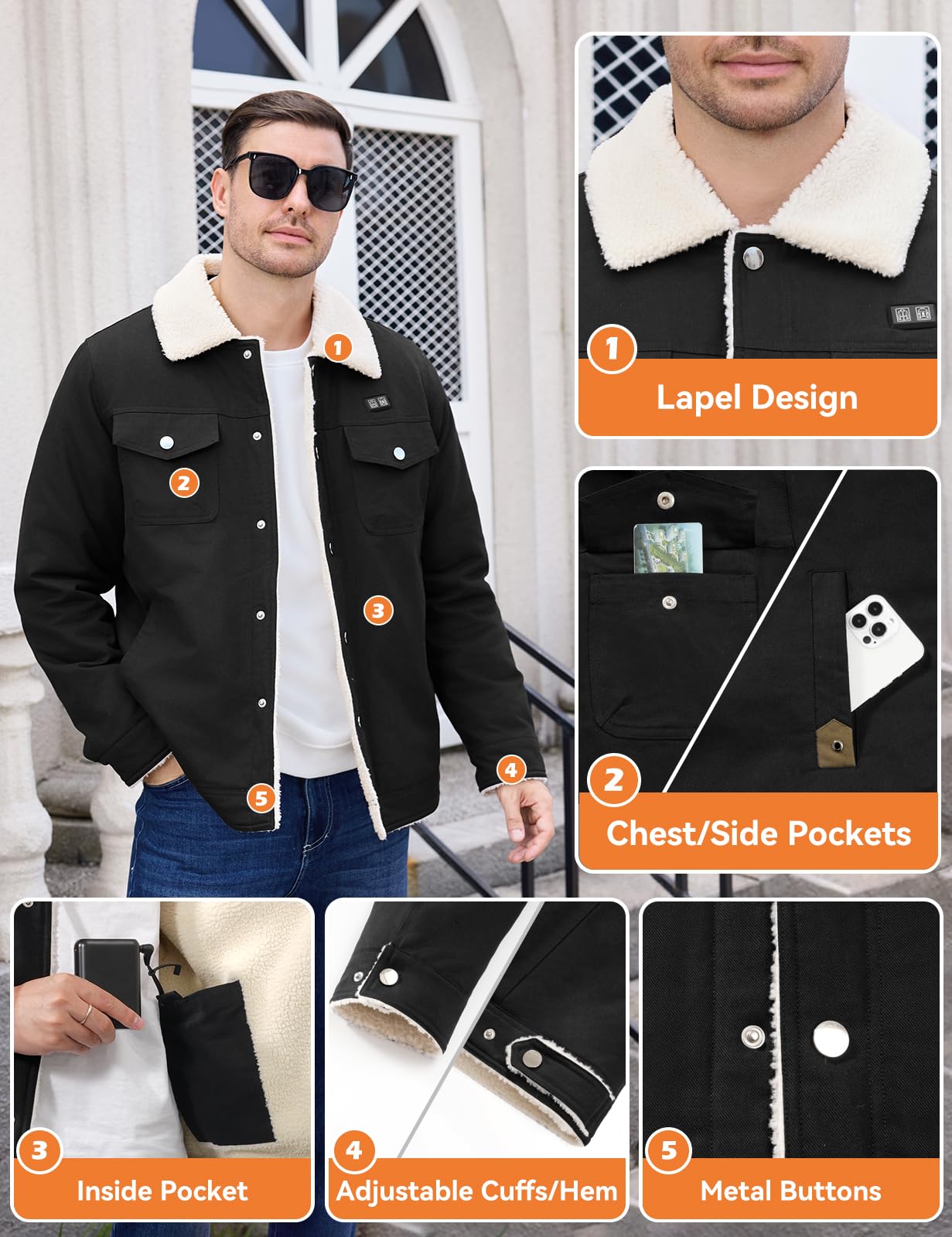HEEKPEK heated jacket worn in winter outdoors for extended comfort.