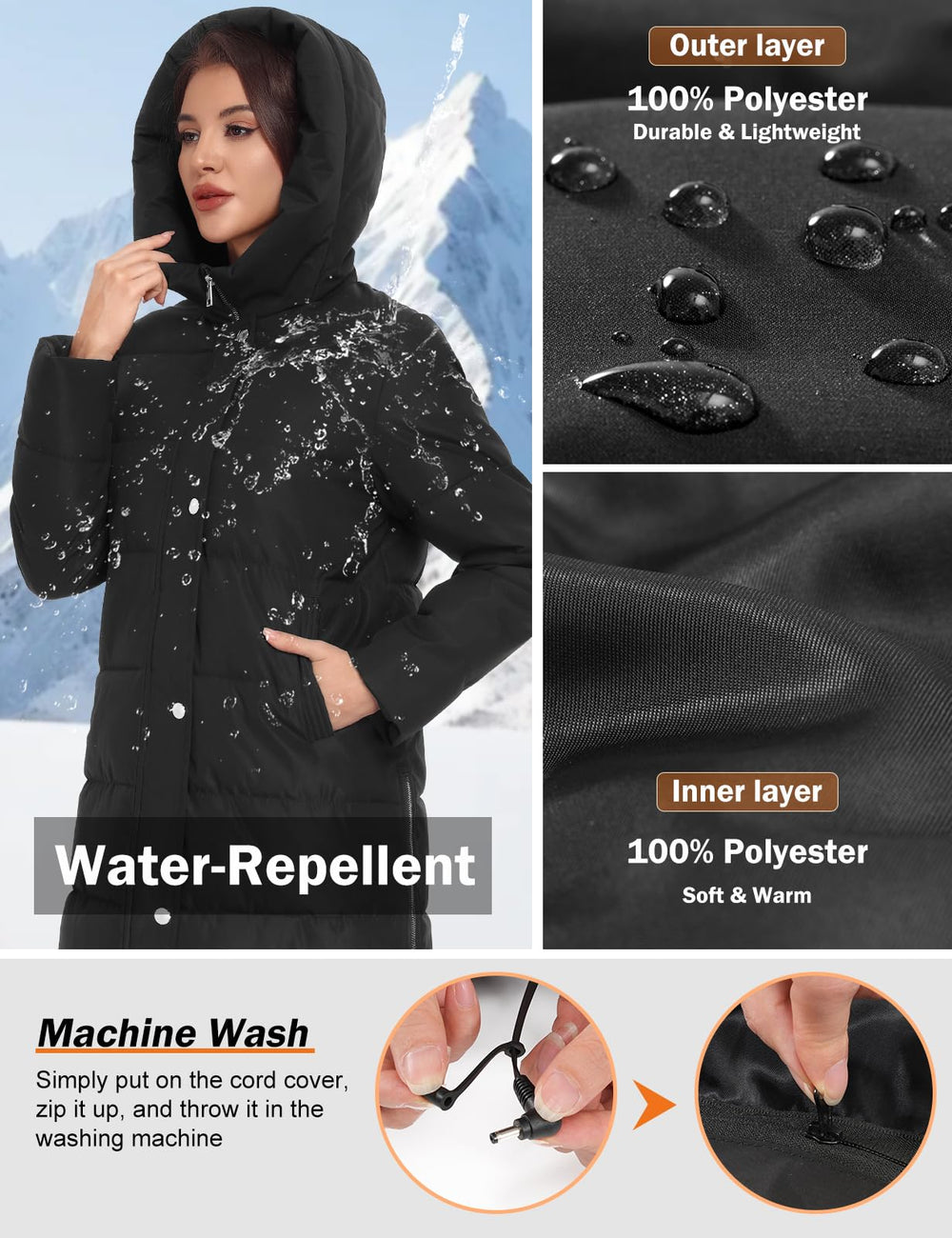 HEEKPEK water-repellent fabric close-up indicates durable outerwear