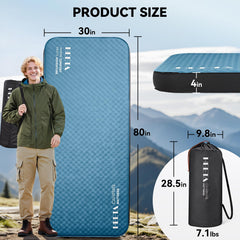 HEETA 4-inch camping mattress supports back, side, and stomach sleepers