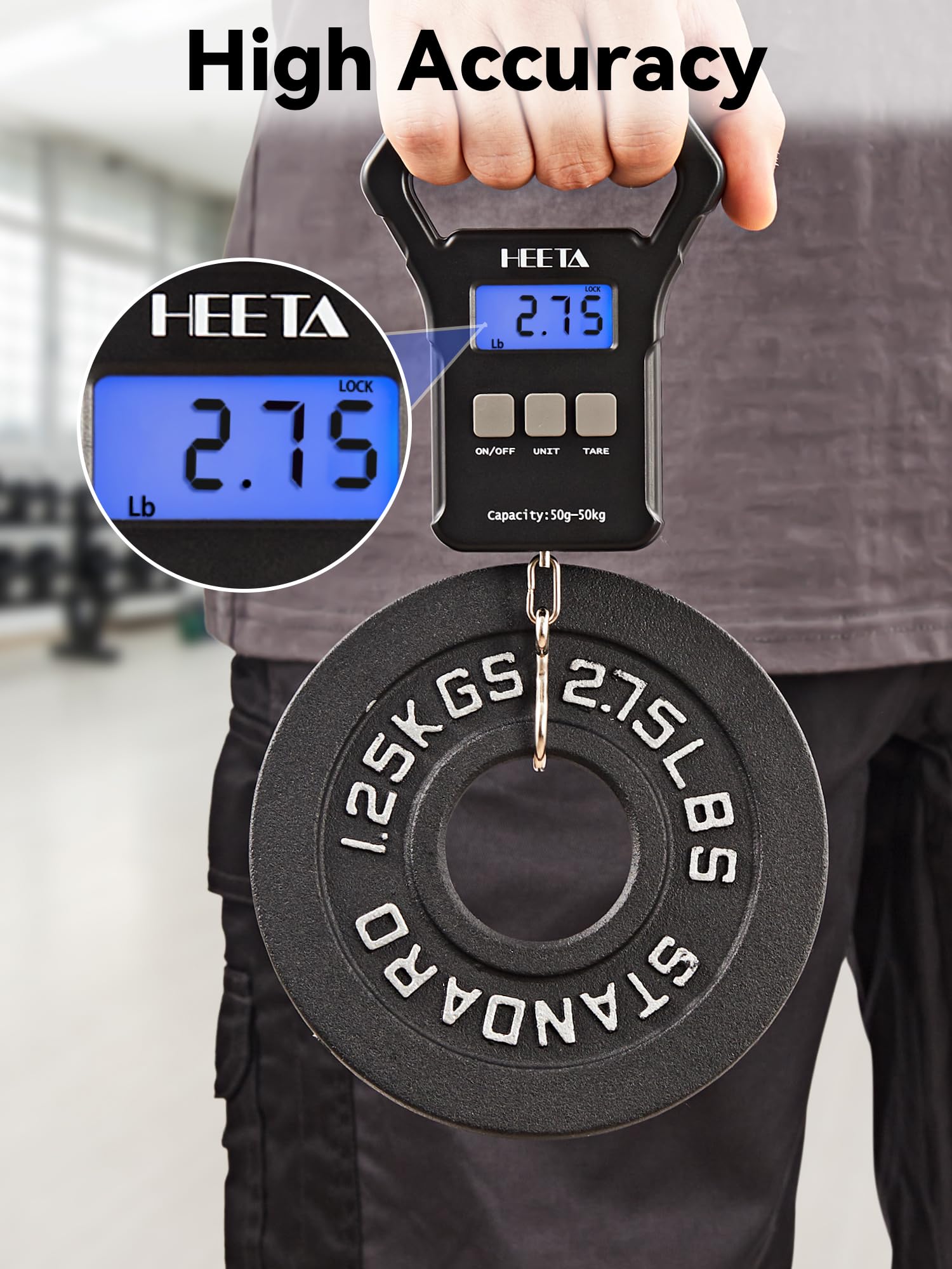 Back view showing stainless steel hook on HEETA scale