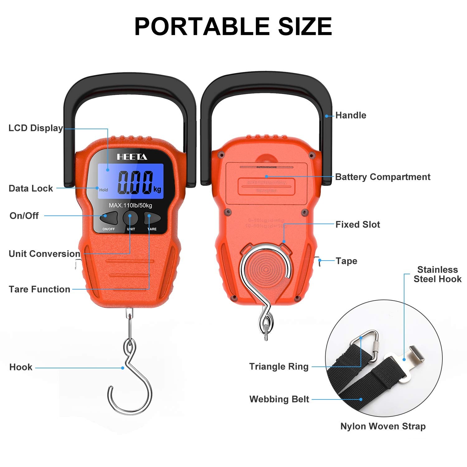 Disassemblable soft nylon strap and hook for safe weighing