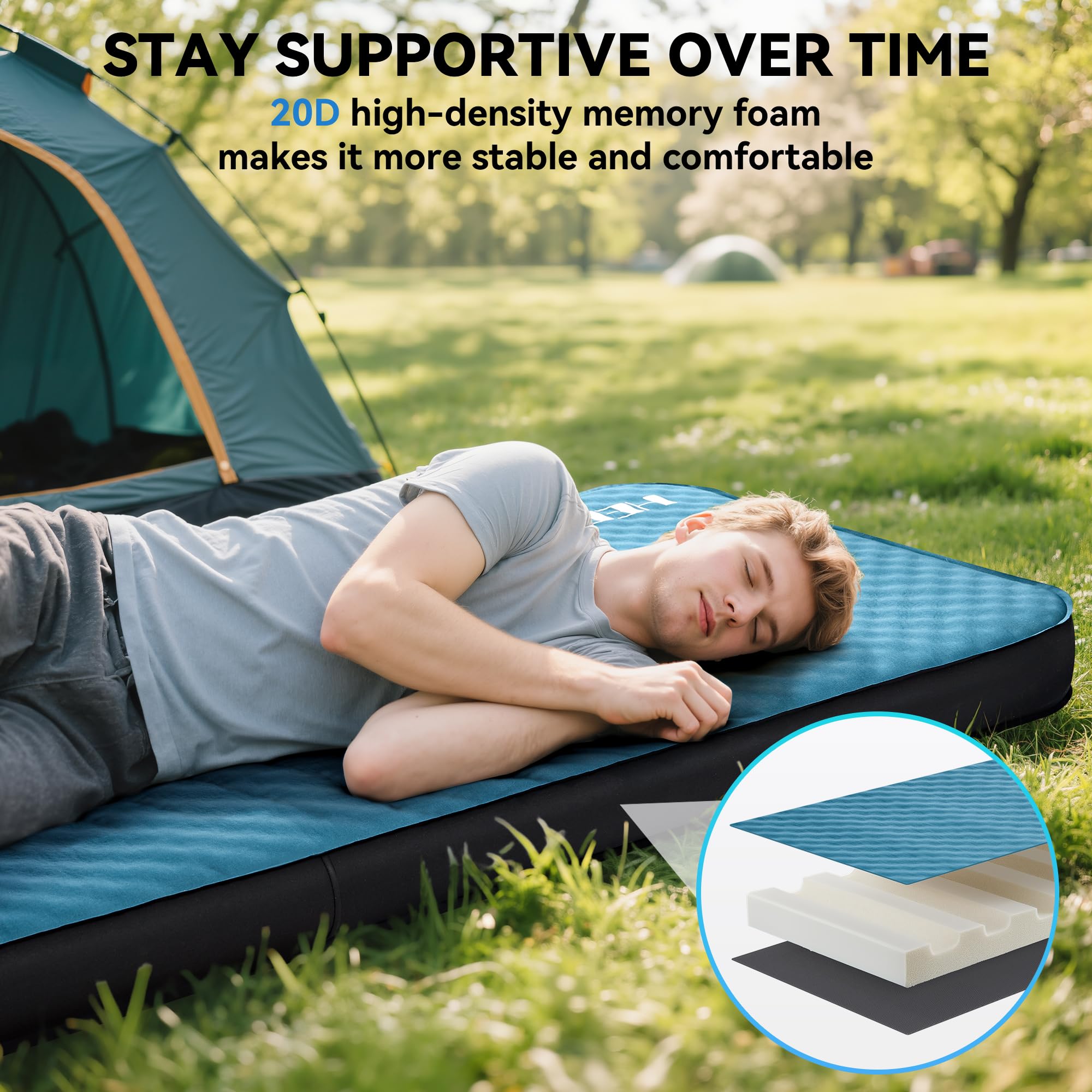 HEETA high-density cross-cut foam prevents sag for stable night rest