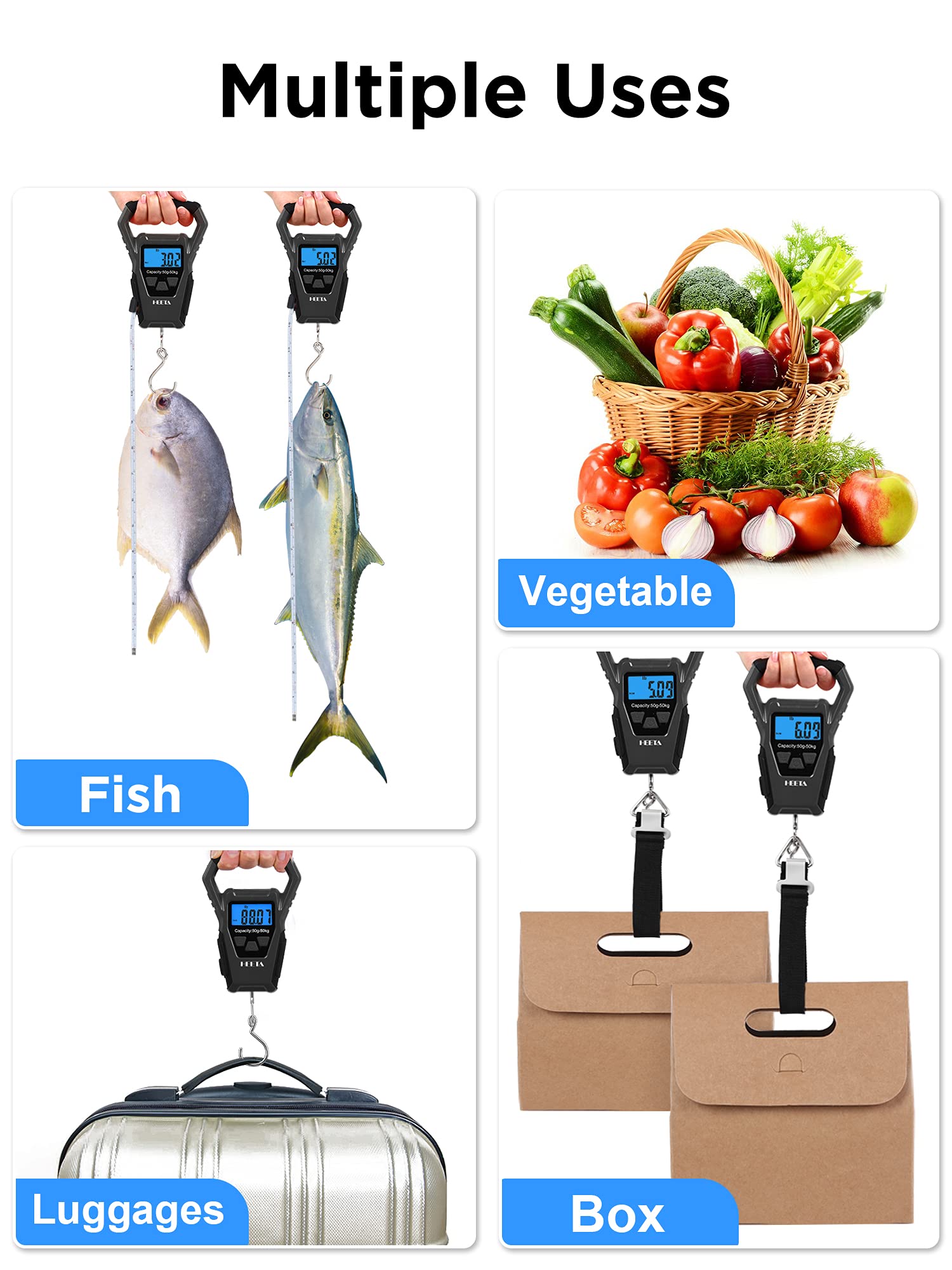 Durable waterproof body with soft grip handle on HEETA scale