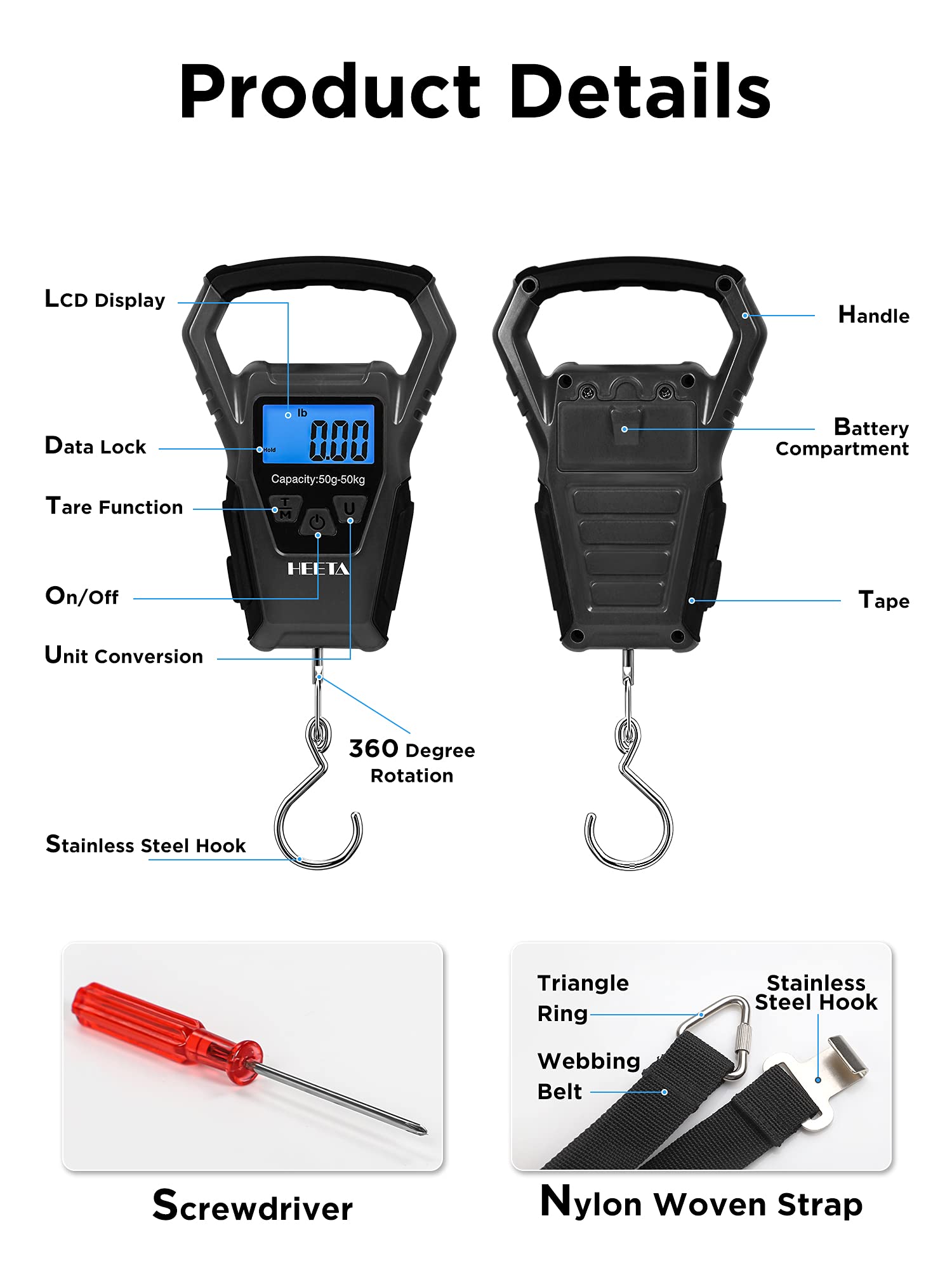 HEETA waterproof scale used outdoors for fishing