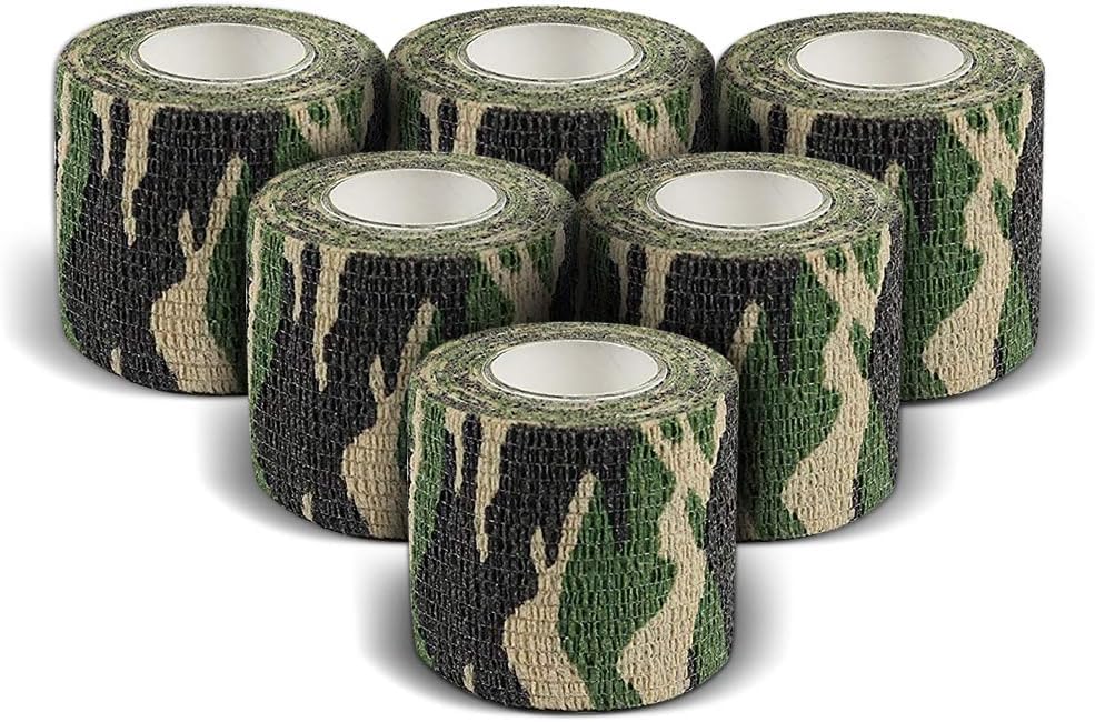 Heiegdr Self-Adhesive Camo Tape on flashlight for secure grip.