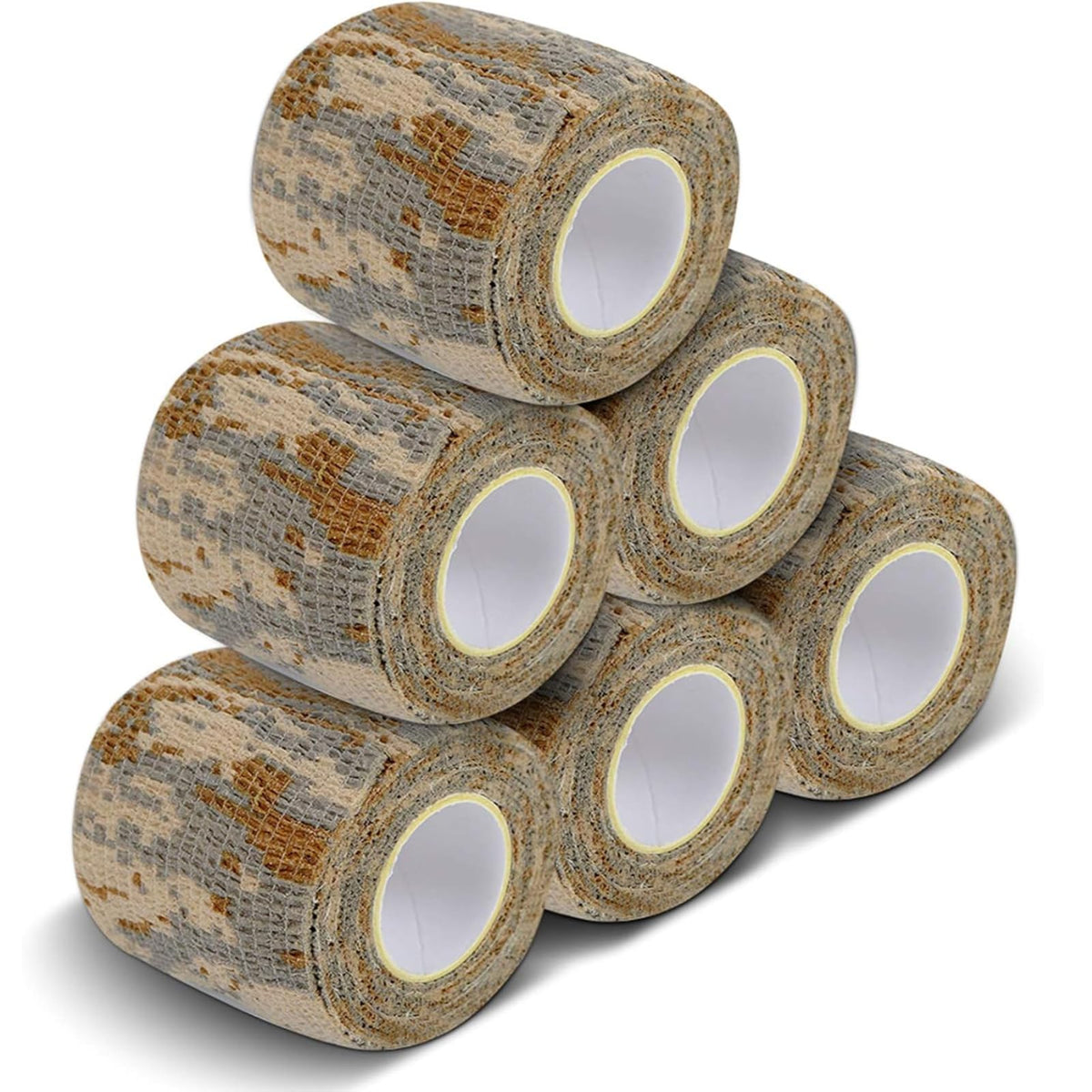 Heiegdr desert camo tape roll—durable, residue-free camouflage wrapping for gear.