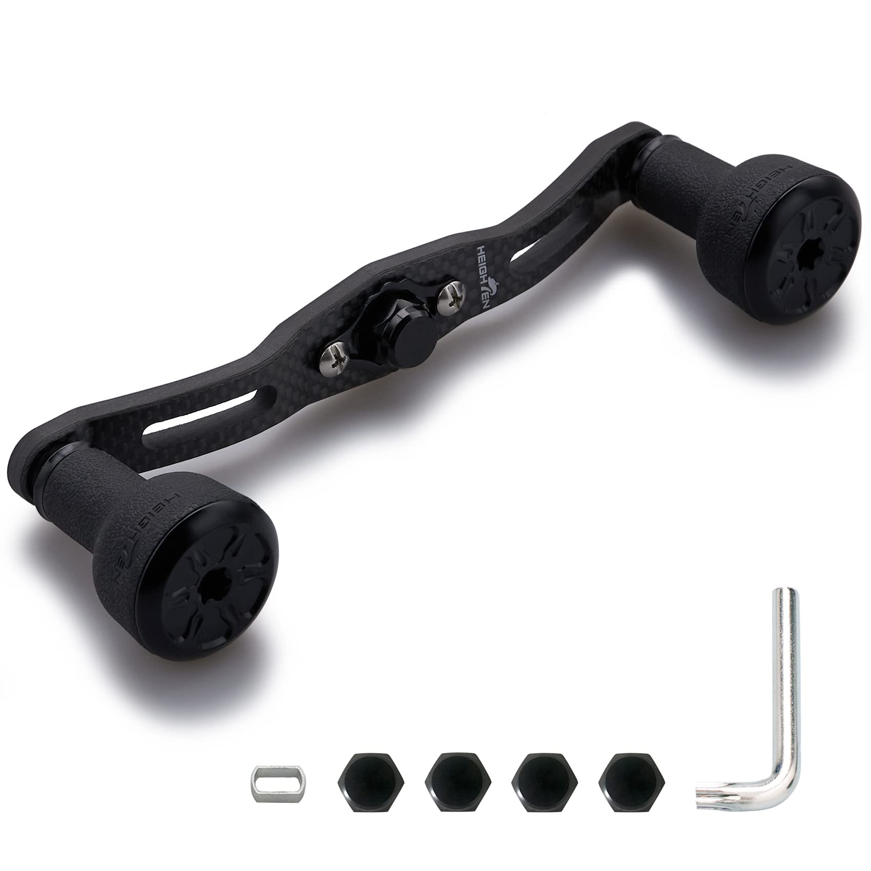 HEIGHTEN 110mm carbon handle assembly shows precision machining for smooth operation