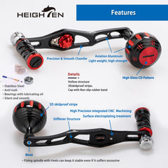 Heighten handle for Shimano/Daiwa/Penn/Lew's in black and red