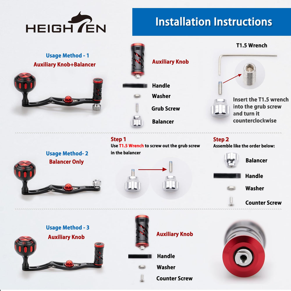 Installation parts included with Heighten handle