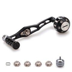 HEIGHTEN 70/45mm fishing reel handle in black & silver for Shimano/Daiwa/Abu Garcia/Penn/Kaking/Lew's baitcasting reels