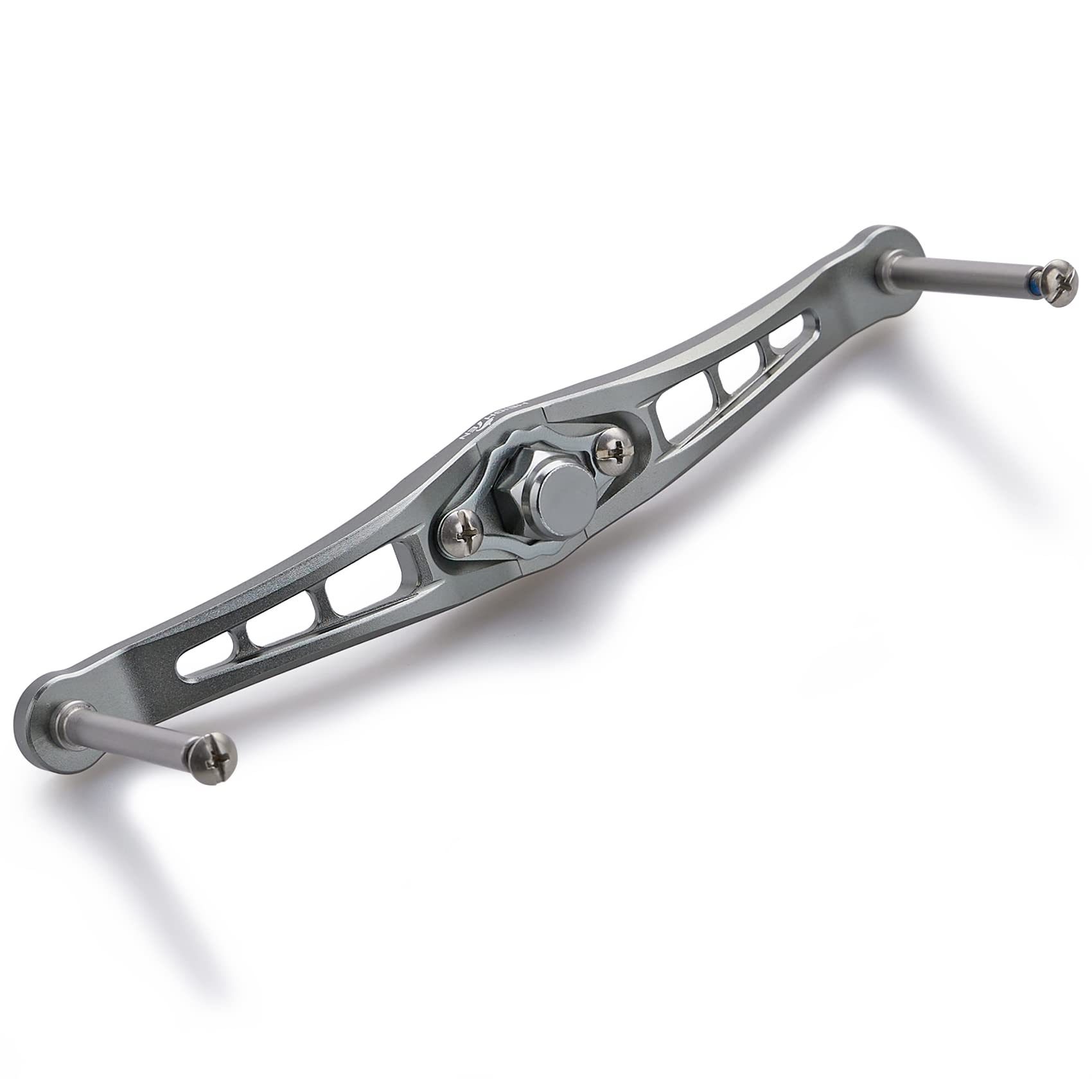 HEIGHTEN 92mm silver fishing reel handle for Shimano/Daiwa - front view