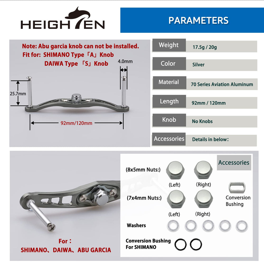 Installation steps for HEIGHTEN reel handle (silver) - guide image