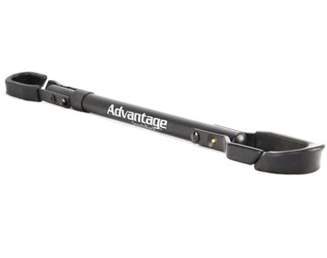 Heininger Advantage top tube adapter installed on a bike rack for secure transport