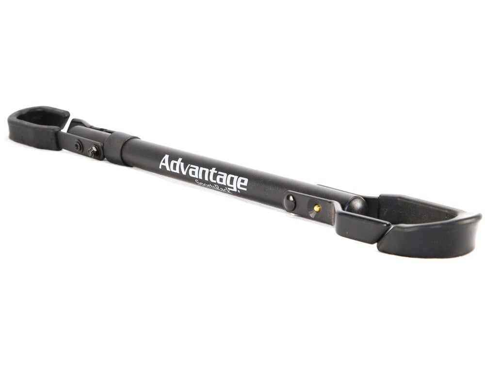 Heininger Advantage top tube adapter installed on a bike rack for secure transport