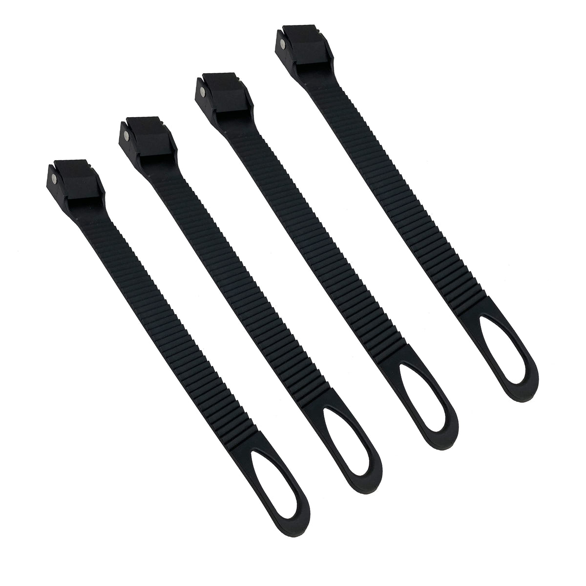 Heininger extender straps attached to a bike rack show fat tire compatibility.