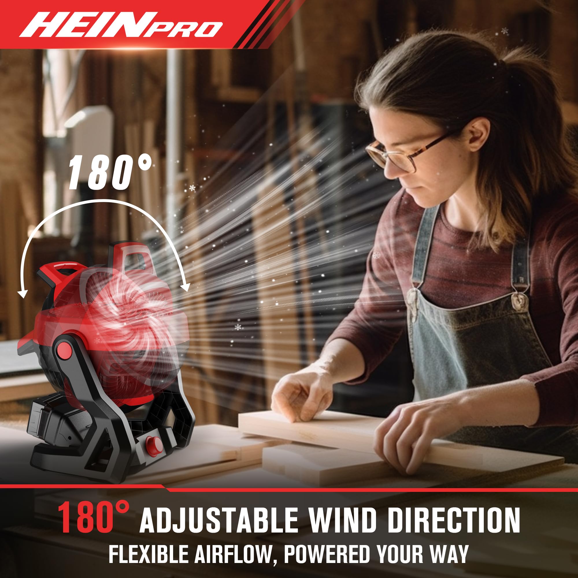 HEINPRO copper-wire motor enhances durability and strong airflow.