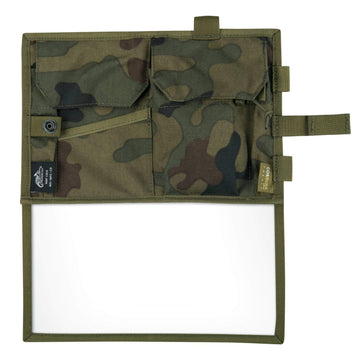 Helikon-Tex MAP CASE Woodland front view demonstrates rugged protection for maps