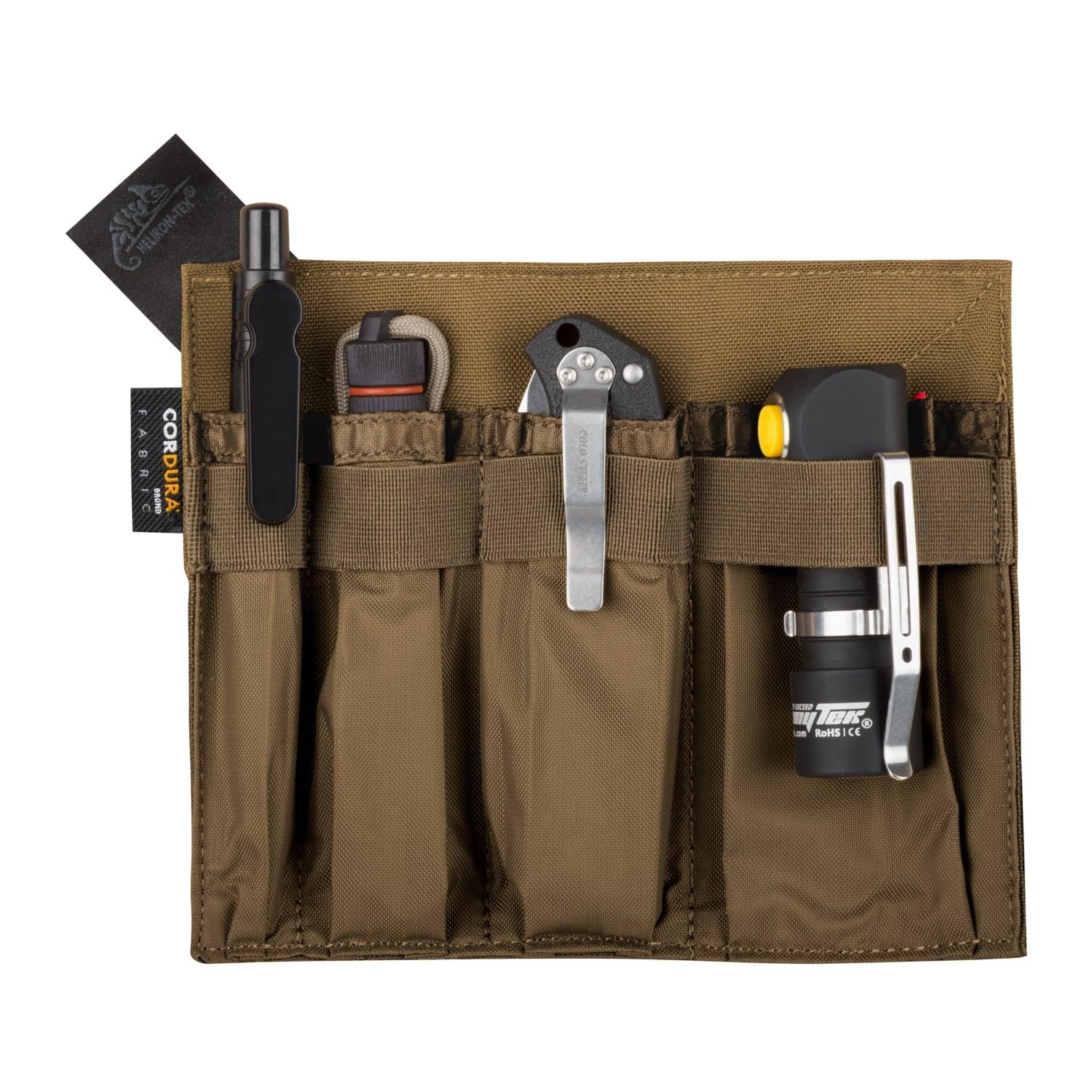 Helikon-Tex Organizer Insert Large Black side view highlighting back hook-and-loop panel for secure mounting.