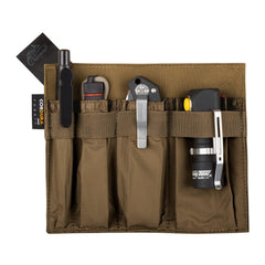 Helikon-Tex Organizer Insert Large Black side view highlighting back hook-and-loop panel for secure mounting.