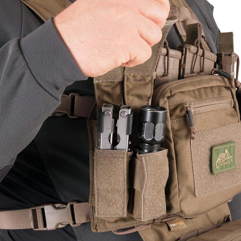 Helikon-Tex Range Line front pouches for magazines multitool and flashlight.