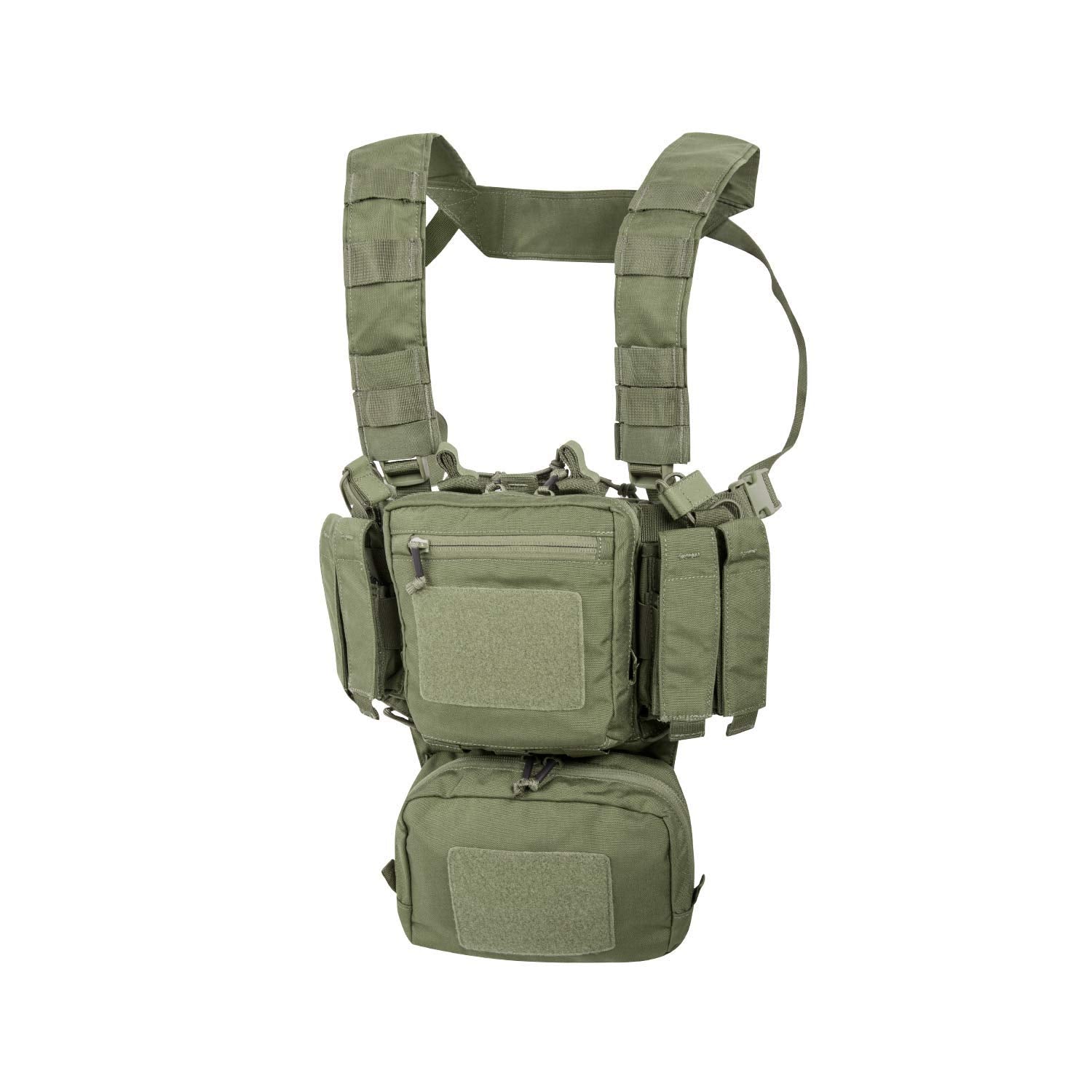 Helikon-Tex Range Line Training Mini Rig Olive Green harness for adjustable fit.