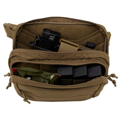 Helikon-Tex RAT waist pack main pocket with dual pulls for glove-friendly access.