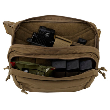 Helikon-Tex RAT waist pack main pocket opens fully with anti-slip pullers for glove-friendly access.