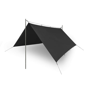 Helikon-Tex Supertarp Black reinforced-seams emphasizes rugged construction for bushcraft.