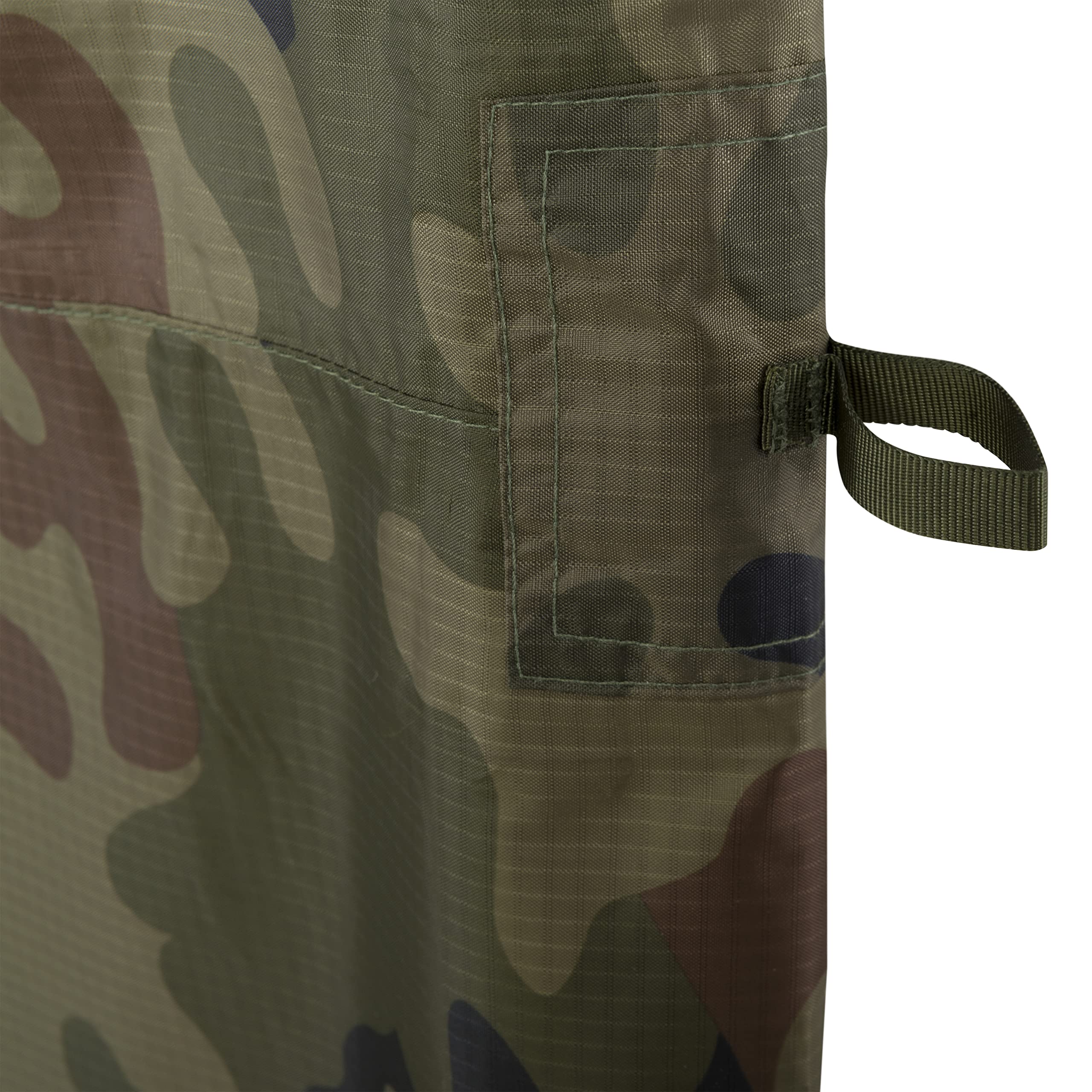 Cords and poles are not included with Helikon-Tex Supertarp Polish Woodland.