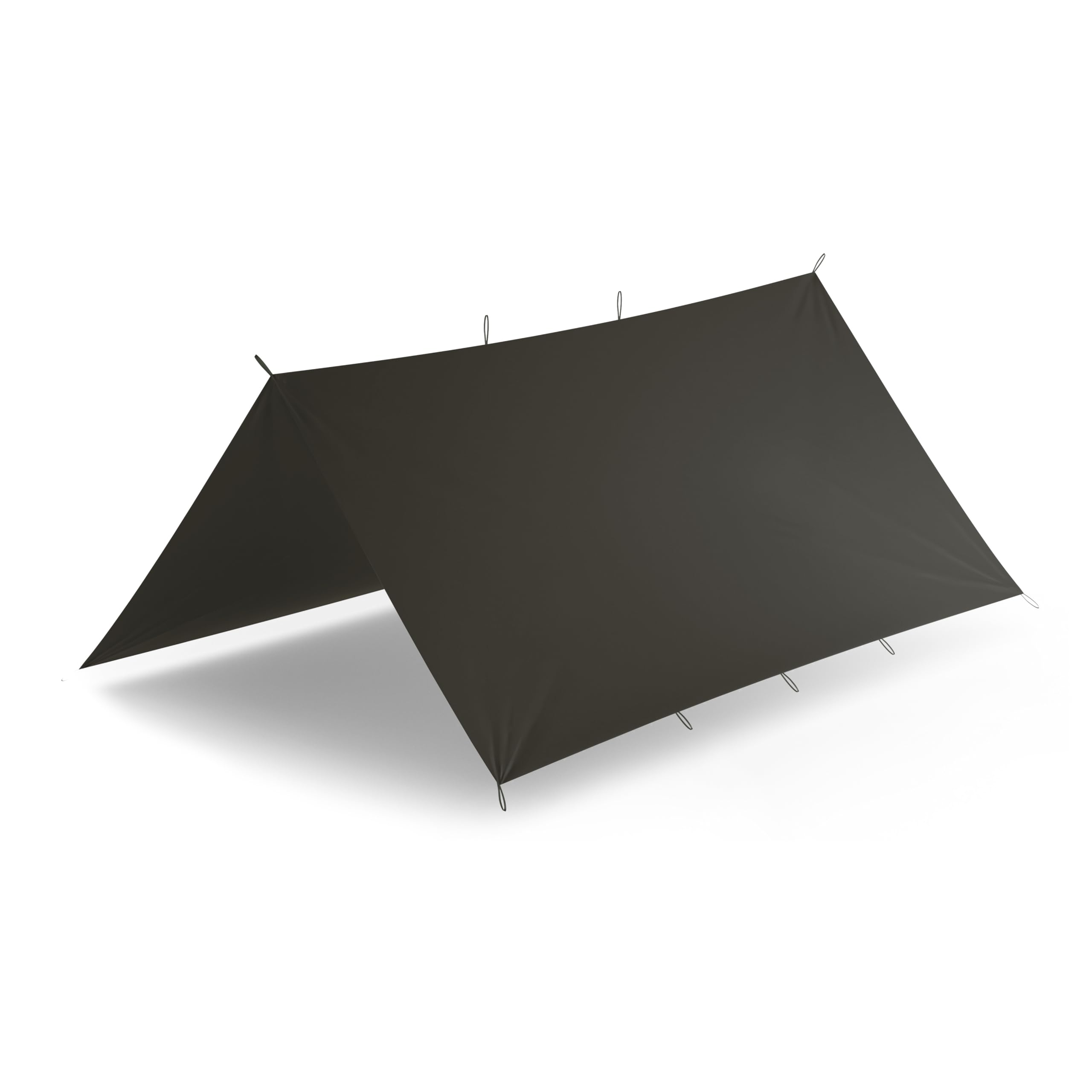 Helikon-Tex Supertarp Taiga Green setup shows a roomy shelter ready for rain protection.
