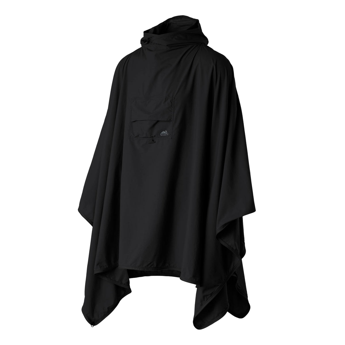 Helikon-Tex Swagman Scarf Poncho folded in black for compact packing and quick access.