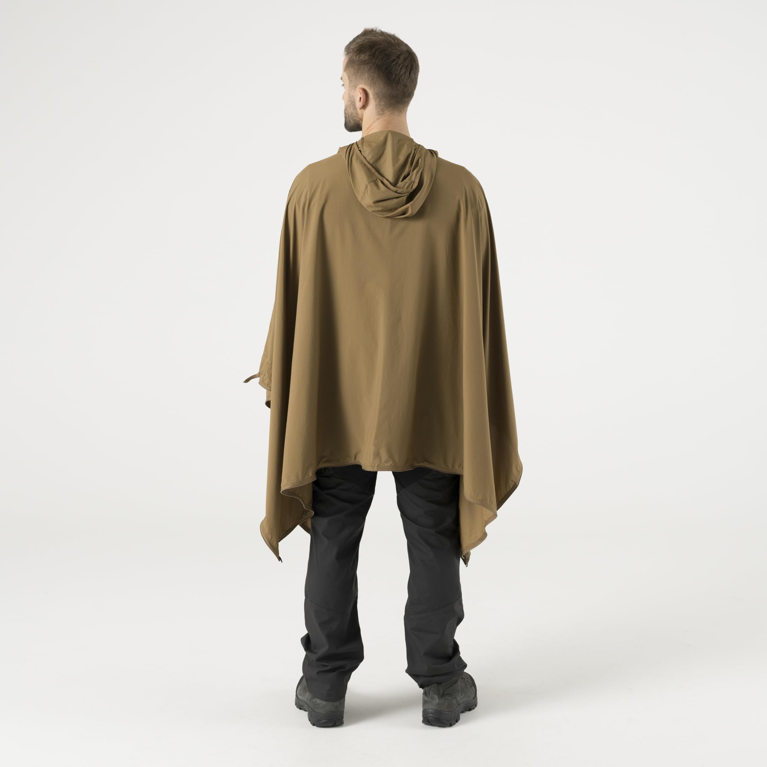 Helikon-Tex Swagman Scarf Poncho extended into hooded poncho for weather protection.