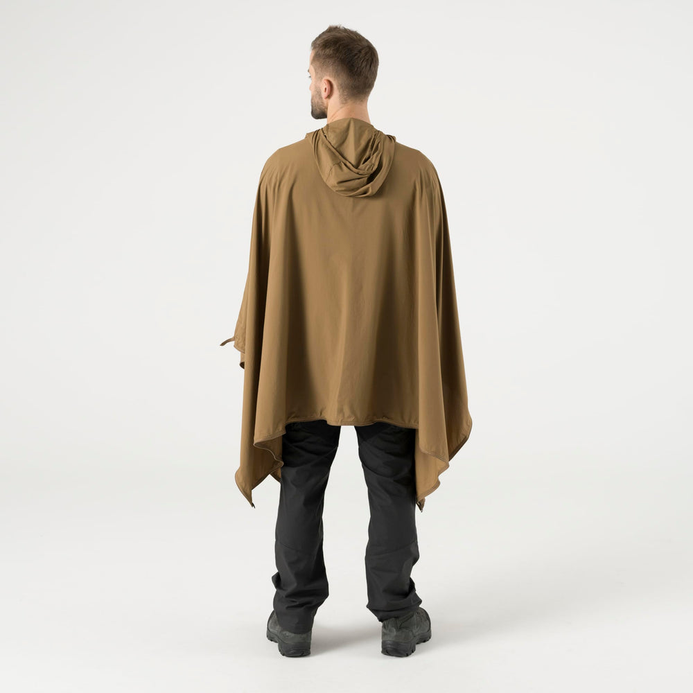 Helikon-Tex Swagman Scarf Poncho extended into hooded poncho for weather protection.
