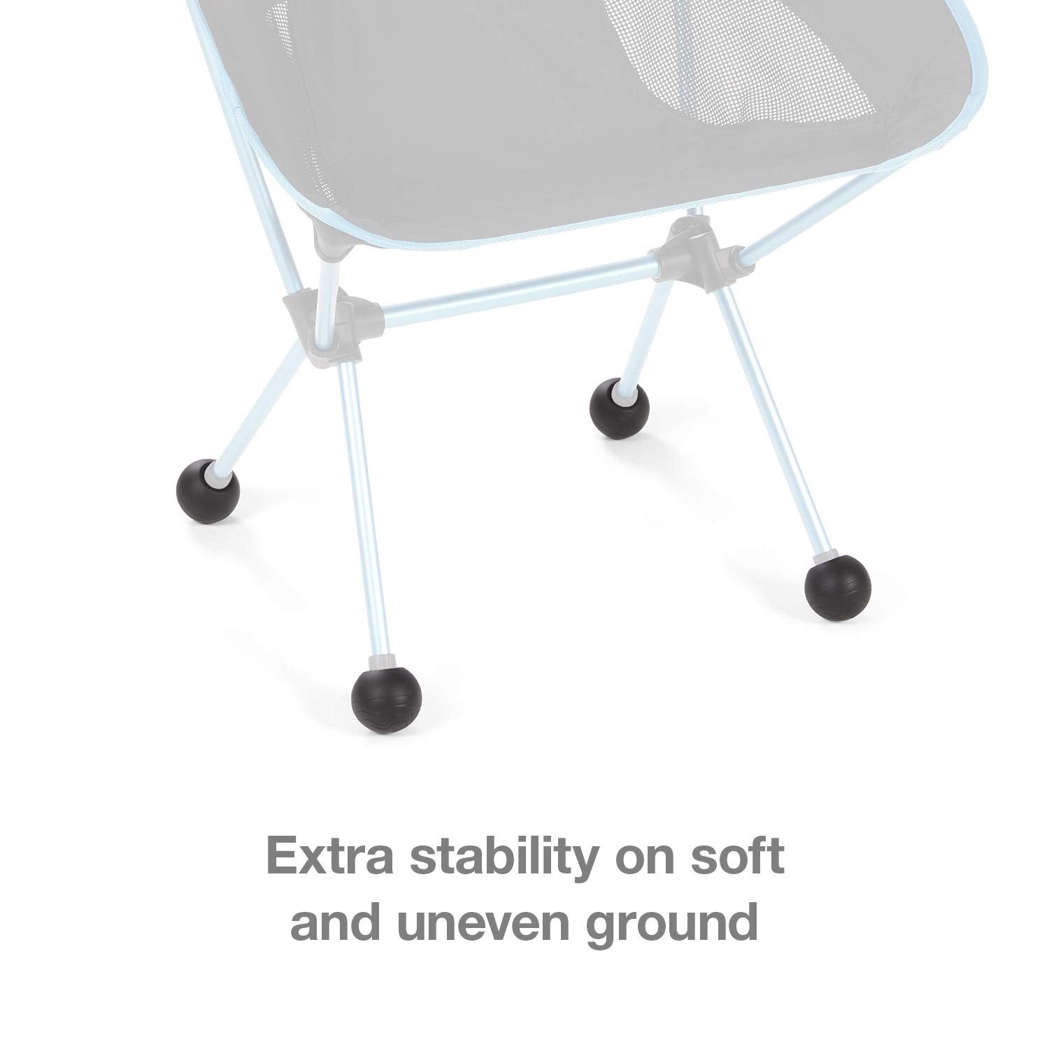 Helinox ball feet on sand and grass improve ground stability