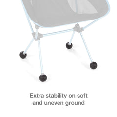 Helinox ball feet on sand and grass improve ground stability