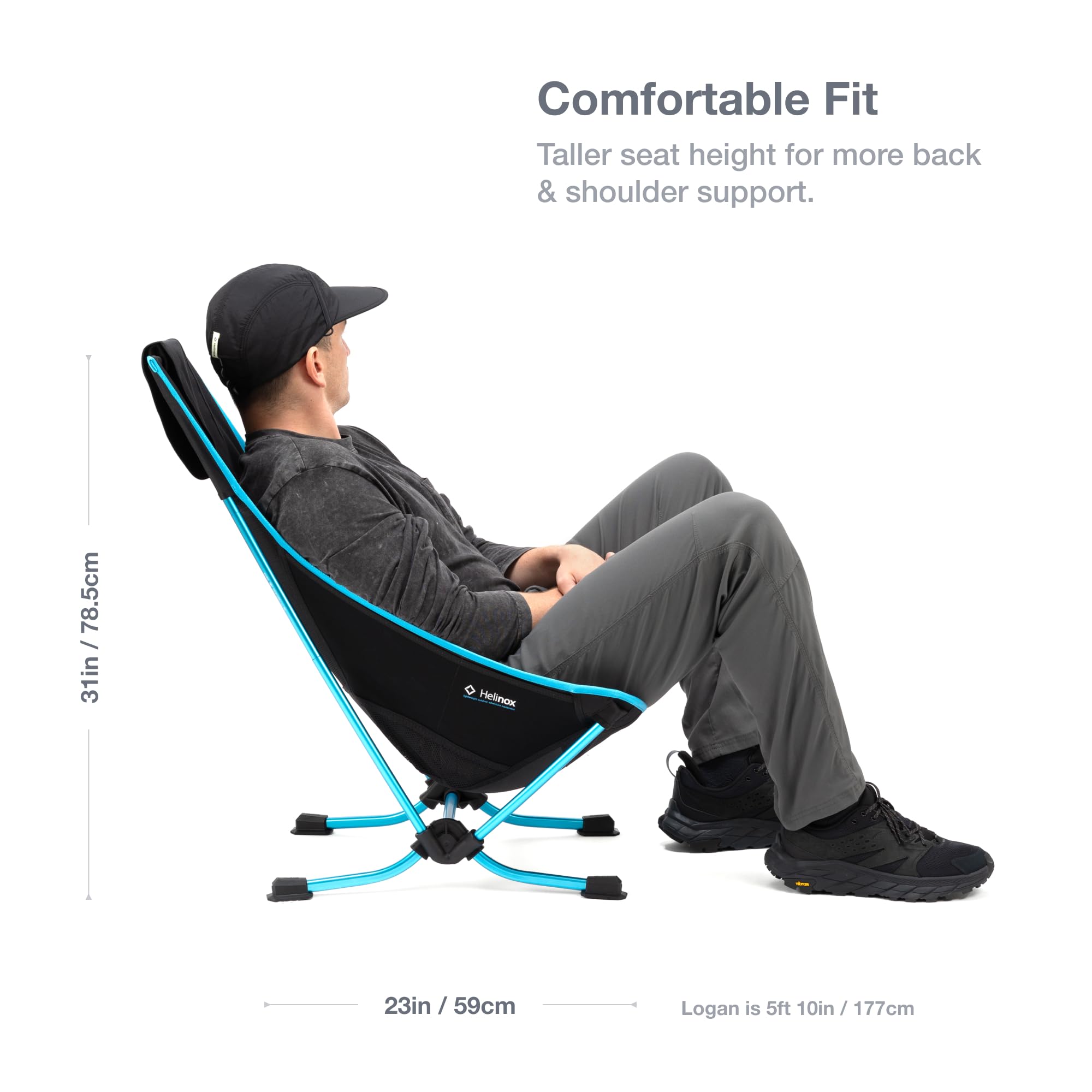 Helinox Beach Chair mesh ventilation keeps you cool on hot days.