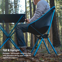 Helinox Café Chair removable seat with breathable fabric and UV-resistant 600-weave rip-stop.