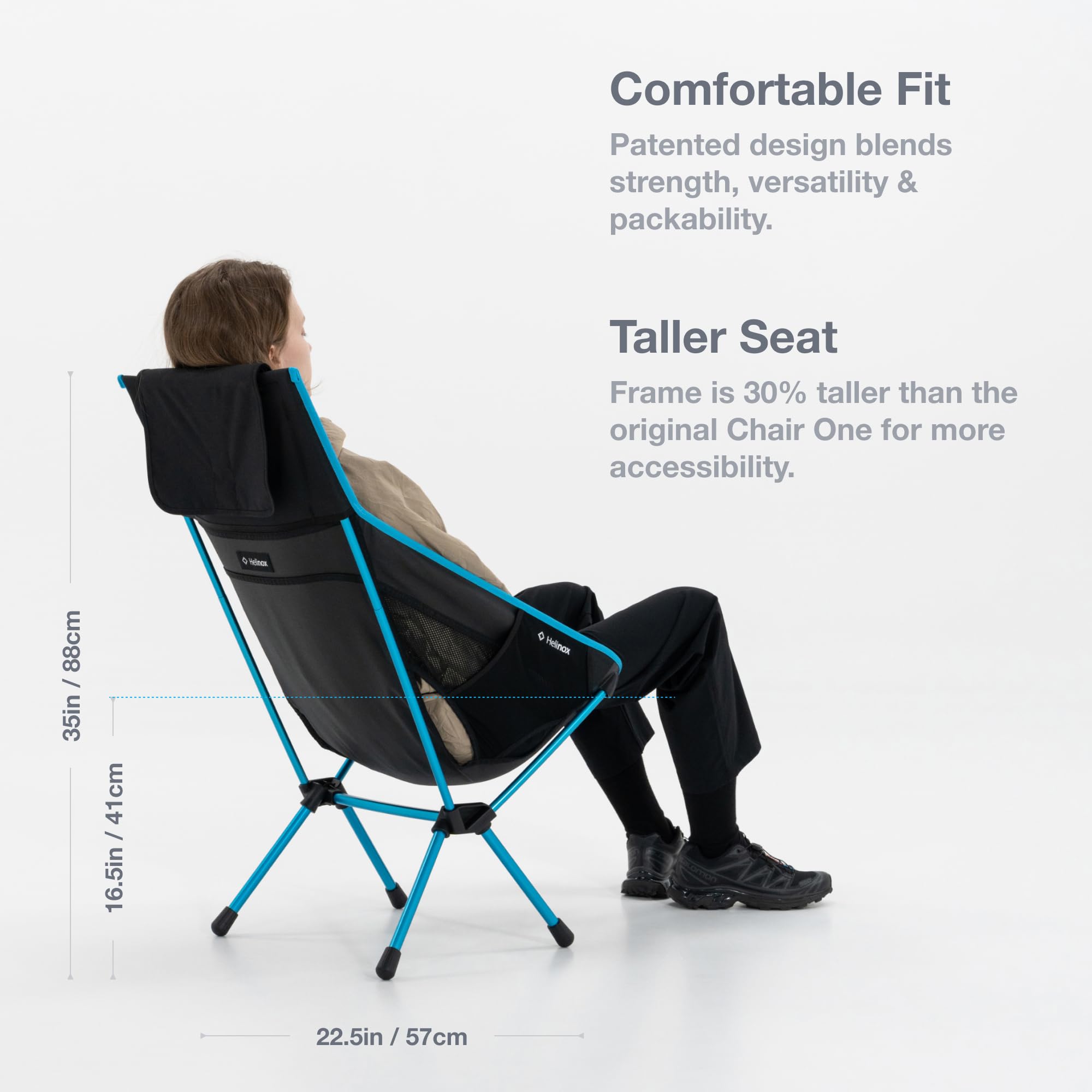 Helinox Chair One Highback assembled legs demonstrate stability and high-strength performance.
