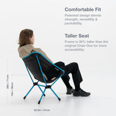 Helinox Chair One (re) folded in carry case for compact backpacking transport