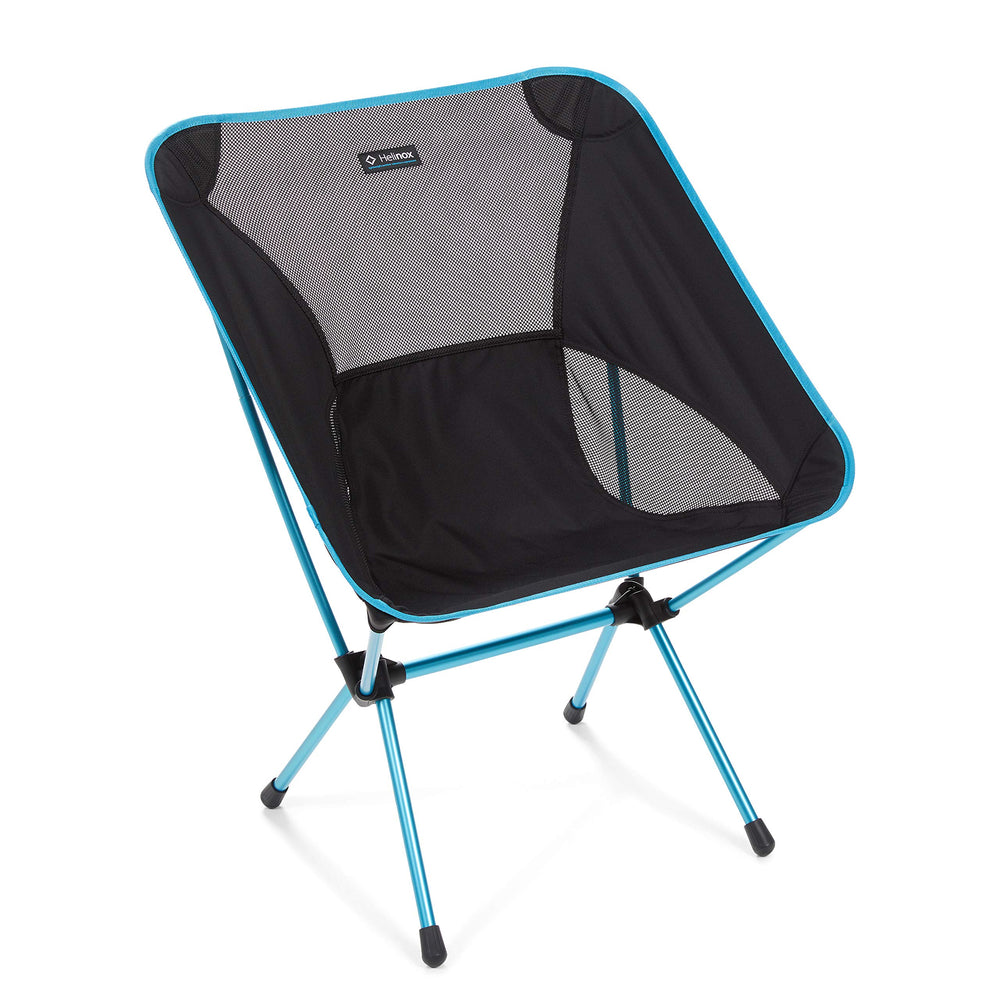 Helinox Chair One XL assembled in black offers portable comfort for camping.