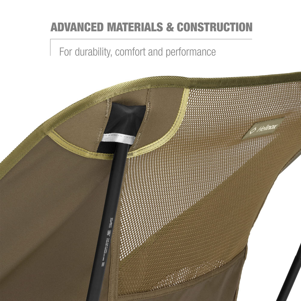 Helinox Chair One XL removable seat and zippered carrying case for easy cleaning.